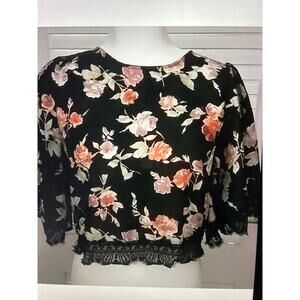 Re: Named Floral Lace Trim Crop Top M Bell Sleeve Coverup Beach Lingerie Boho